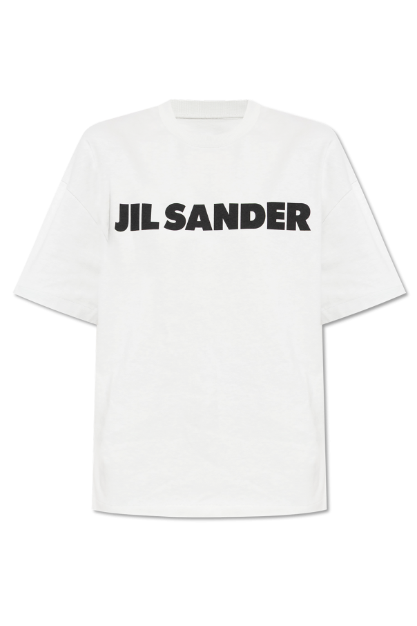 Tシャツ・カットソー Jil Sander T-Shirt A Righe Biały T-shirt z logo JIL SANDER - Vitkac Polska